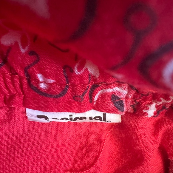 RARE Desigual Vibrant Coral Red Embroidered Appliquéd Cotton Boho Harem Pants - Picture 13 of 13